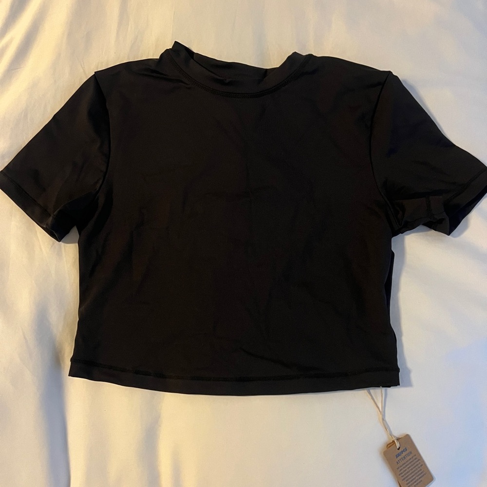 SKIMS Black Short Sleeve Crop Top